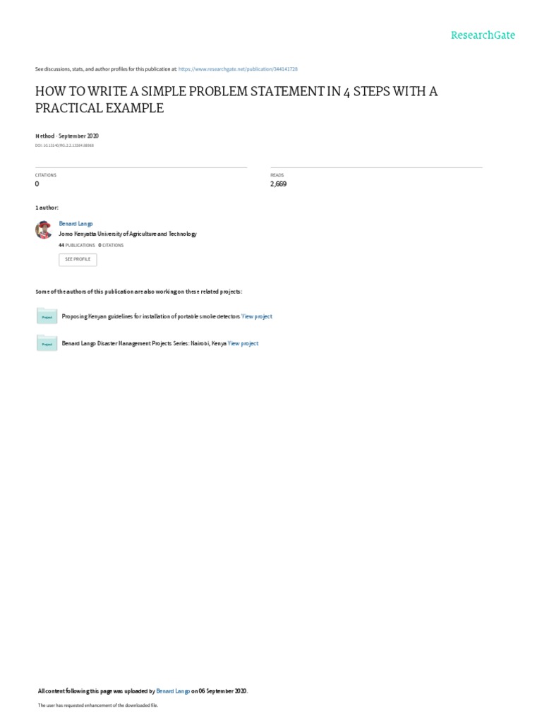 How To Write A Simple PROBLEM STATEMENT Sample | PDF | Poverty ...