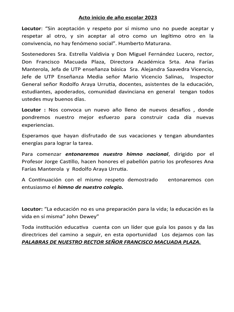 Comunicado de Inicio Año Escolar 2023 | PDF | Maestros | Enseñando
