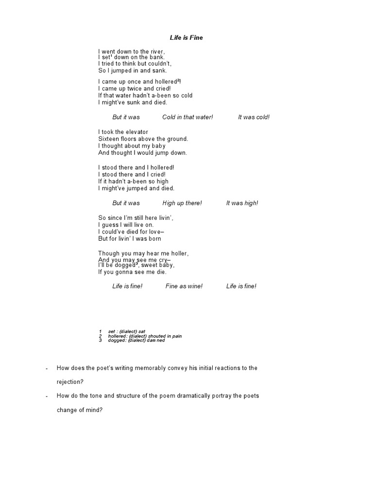 Life Is Fine Poem Meaning