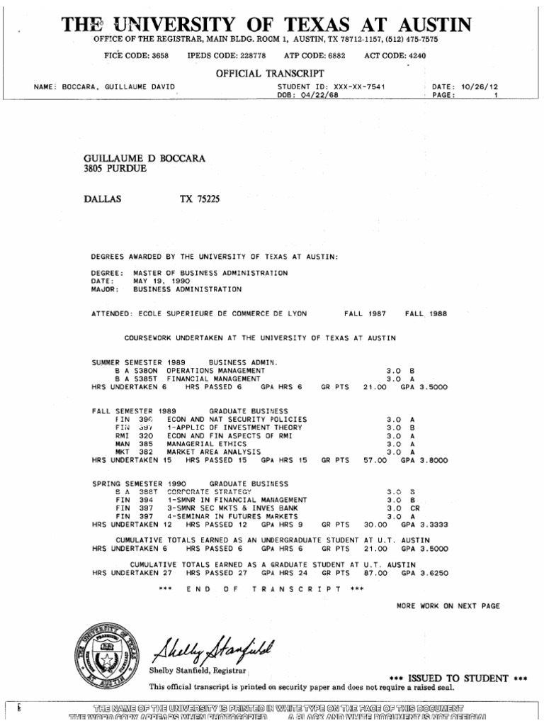 Send Transcript To Ut Austin