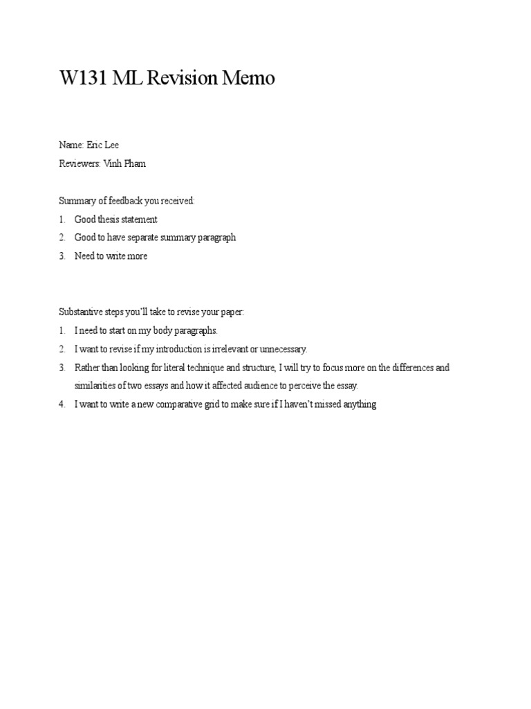 Eric Lee Revision Memo PDF