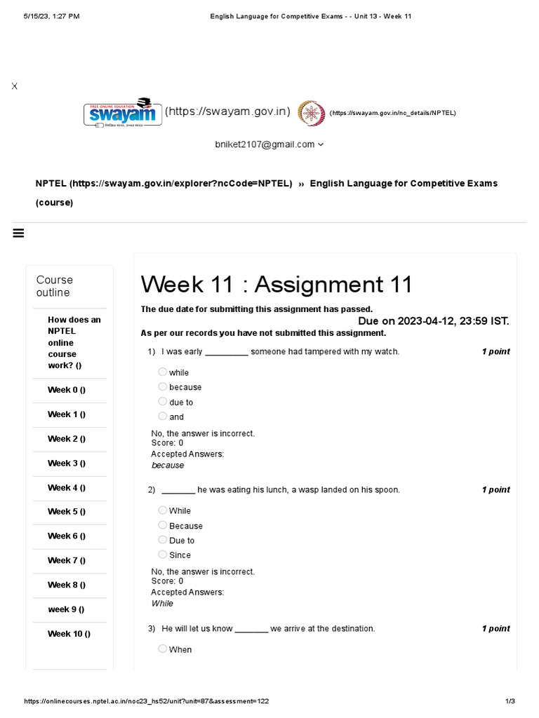 NPTEL English for Competitive Exams Unit 13 | PDF | Languages | Foreign ...