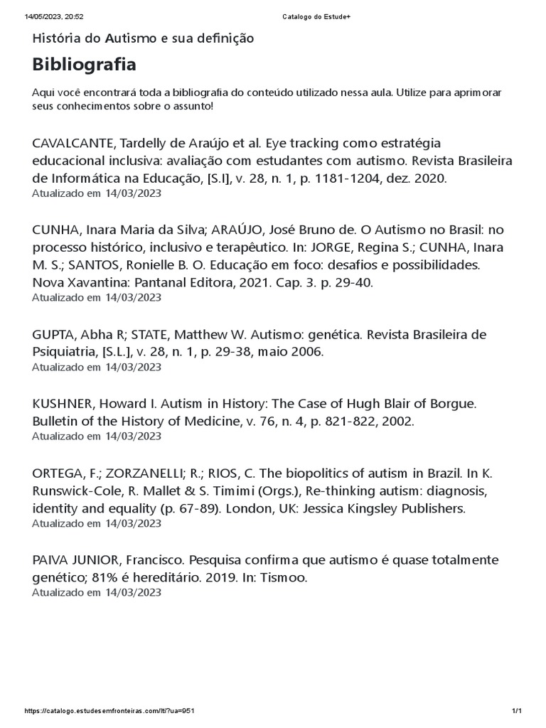 História e Definição do Autismo | PDF