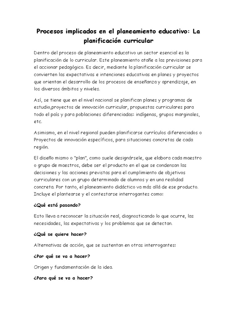 Plan de Desarrollo Curricular Efectivo | PDF | Planificación | Enseñando
