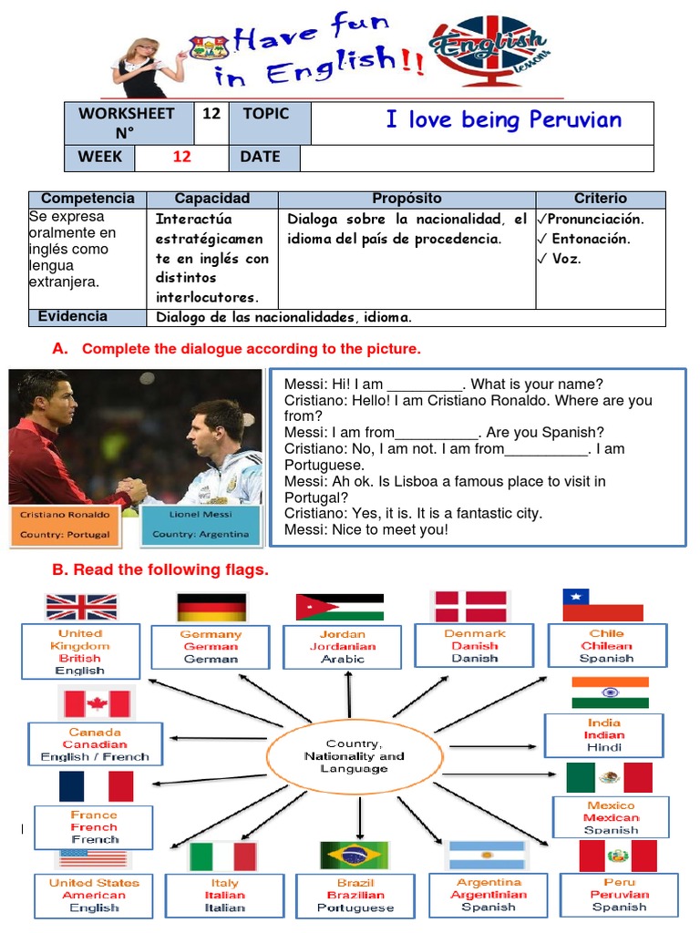 Worksheet I Love Being Peruvian | PDF