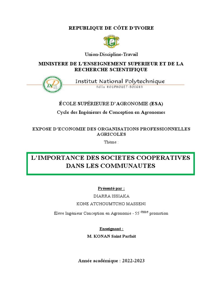 Exposé Thème 2 | PDF | Coopérative | Développement durable