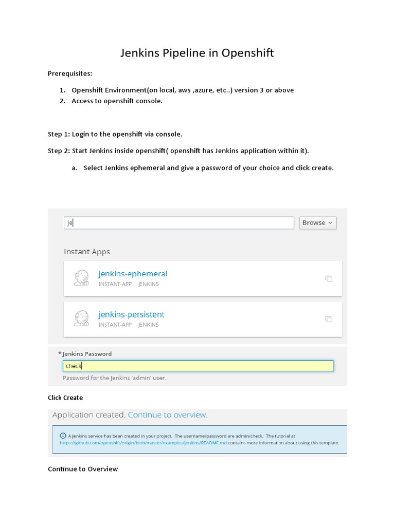 Jenkins Pipeline Setup in OpenShift | PDF