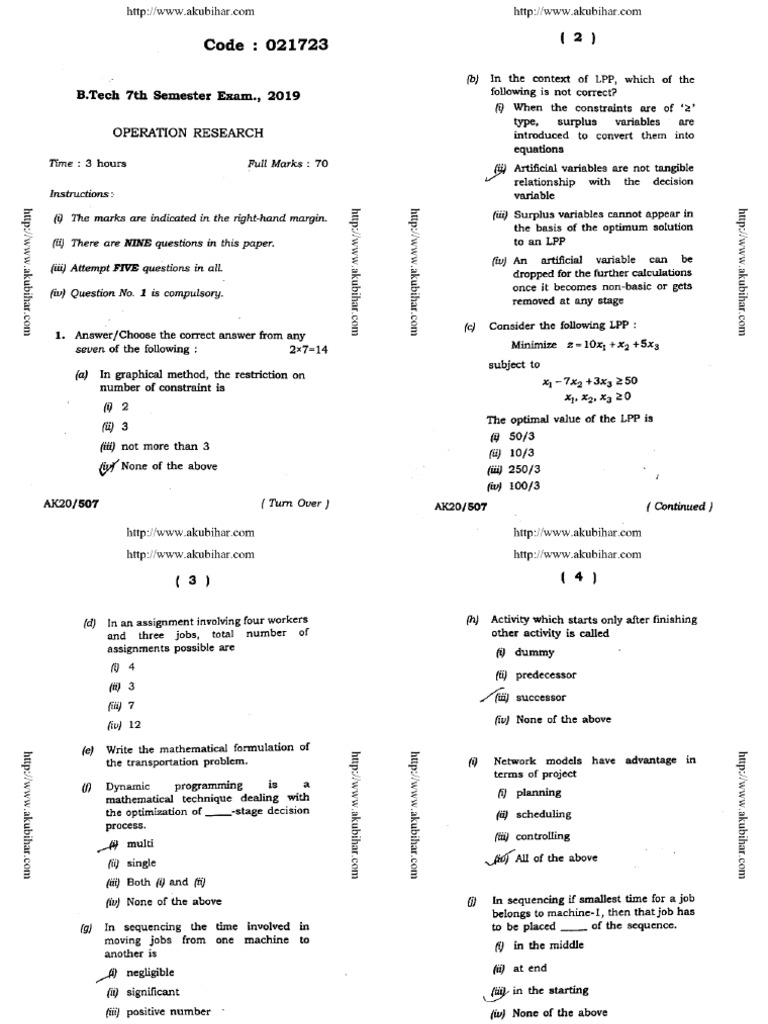 Btech me 7 sem operation research 021723 2019 pdf
