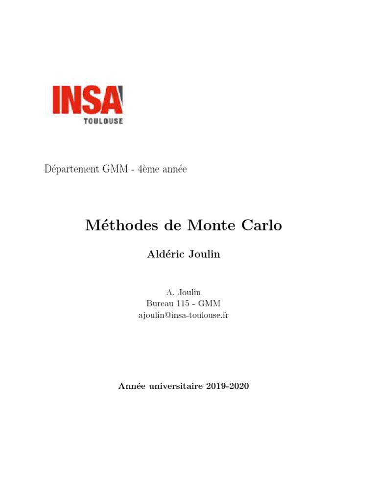 Méthodes de Monte Carlo en simulation | PDF | Méthode de Monte-Carlo ...