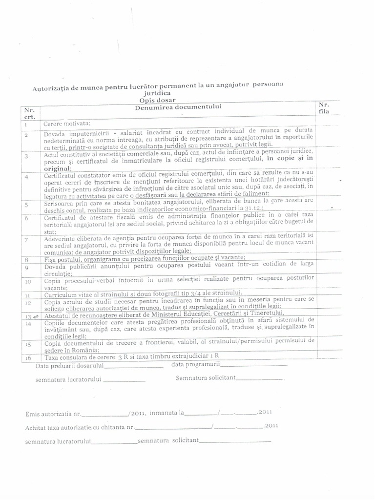 Opis Dosar Personal | PDF