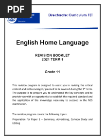 English HL Grade 11 Revision Term 1 - 2021