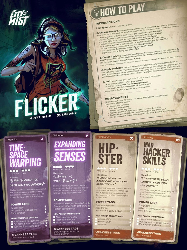 City of Mist RPG Flicker Playbook PDF