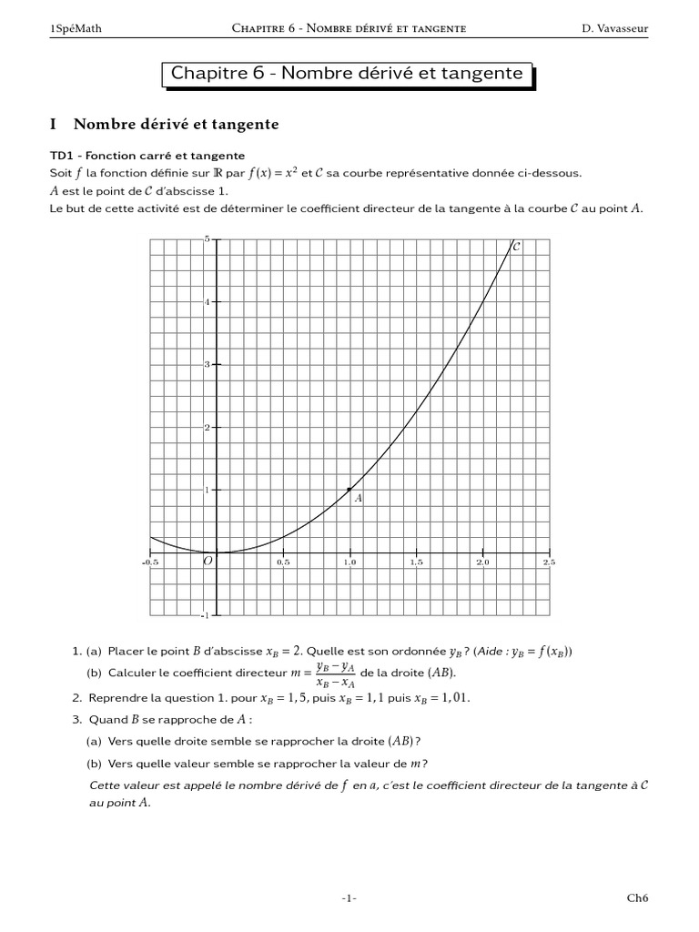 Nombre dérivé et tangente en mathématiques PDF Fonction — free download