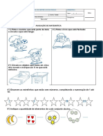 Avaliação de Matemática 3o Ano Escola Silvestre Luiz da Paixão