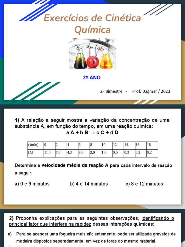 Exercícios de Cinética Química 2º Ano | PDF