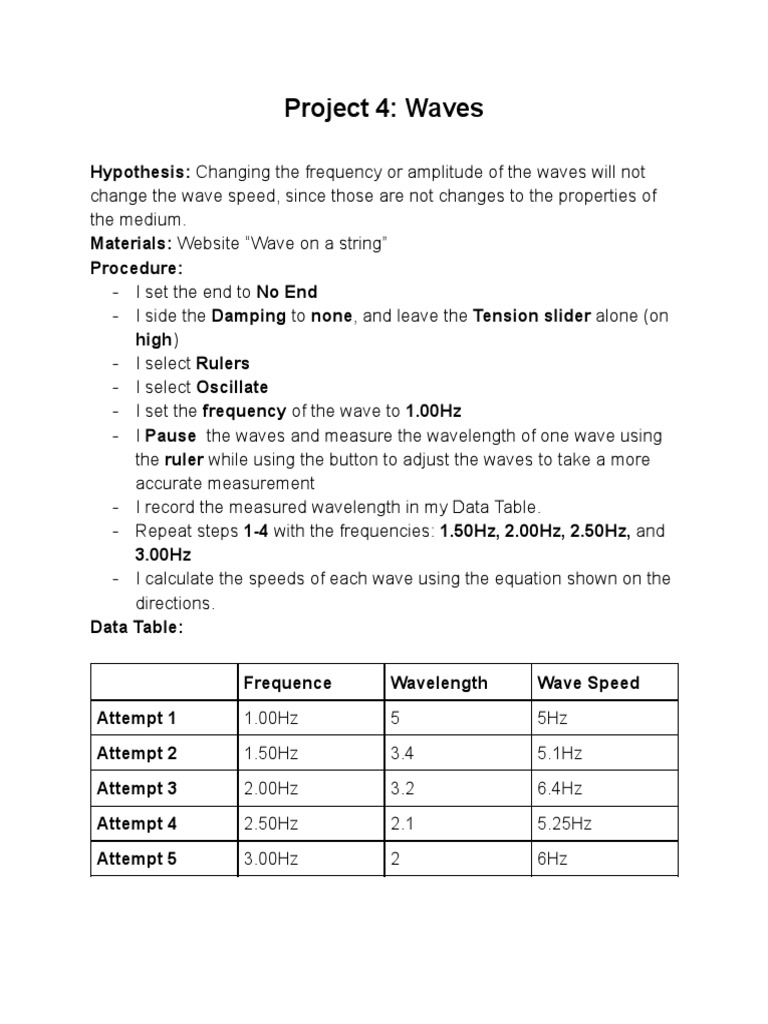 Project 4 - Waves | PDF