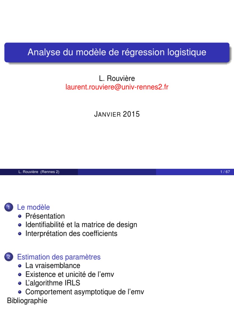 Modèle de régression logistique GLM | PDF | Analyse de régression ...