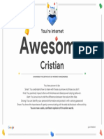 Google Interland Cristian Certificate of Awesomeness