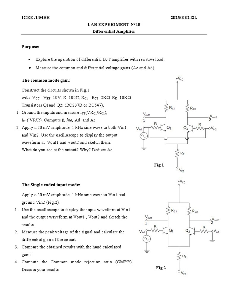 BJT Differential Amplifier Analysis | PDF
