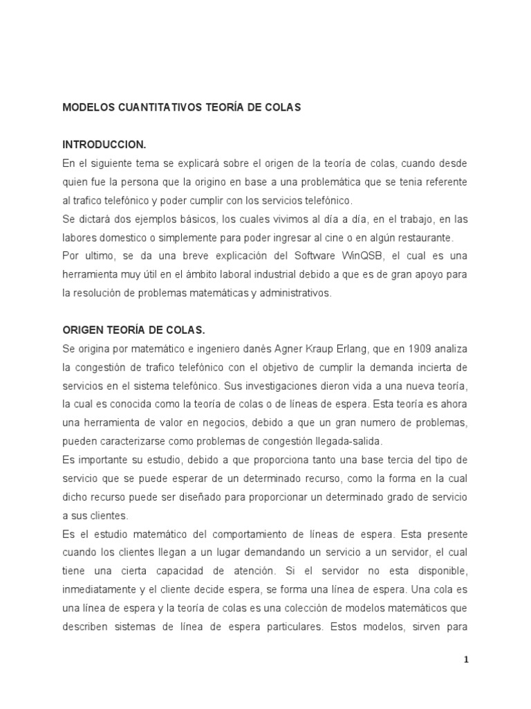 Teoría de Colas y Software WinQSB | PDF