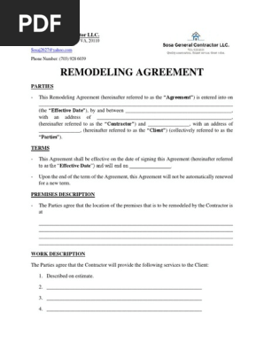 remodeling agreement PDF