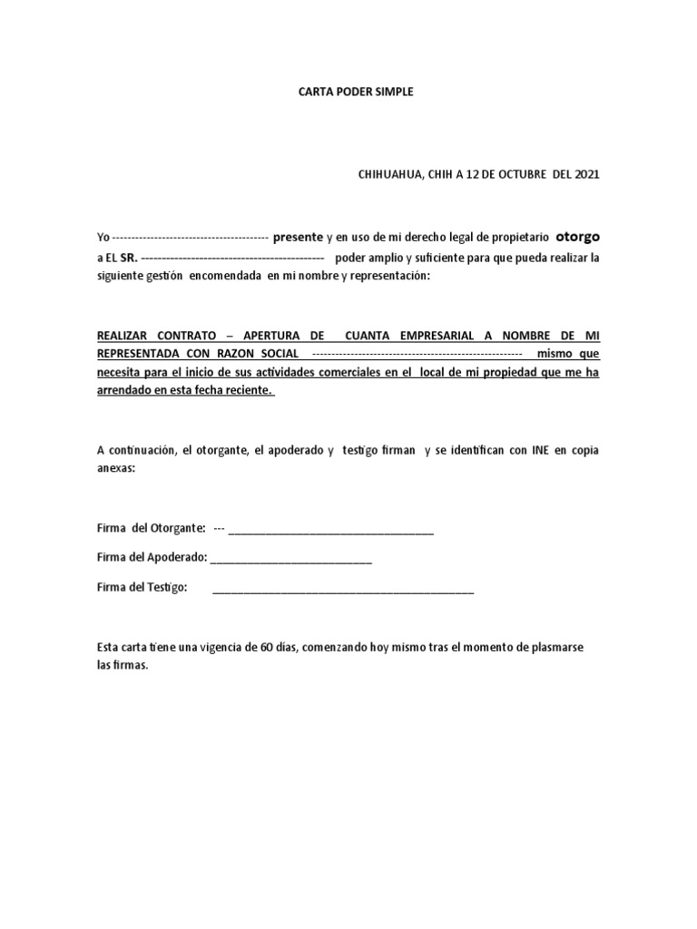 CARTA PODER SIMPLE | PDF