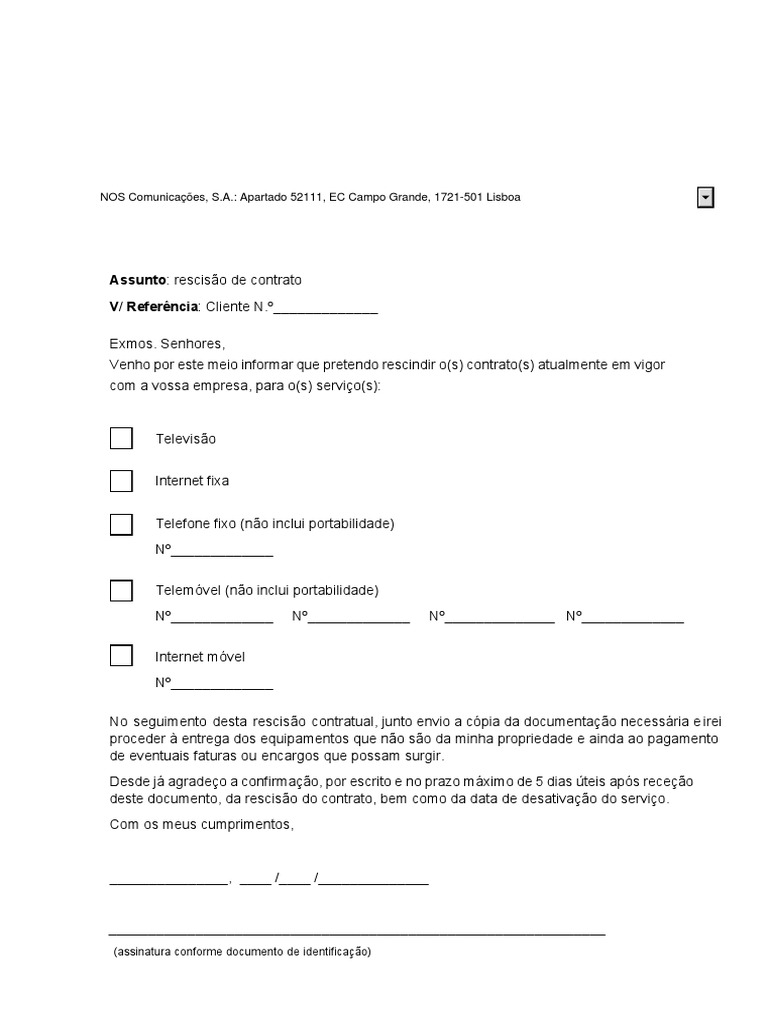 Rescisão de Serviços de Telecomunicações | PDF