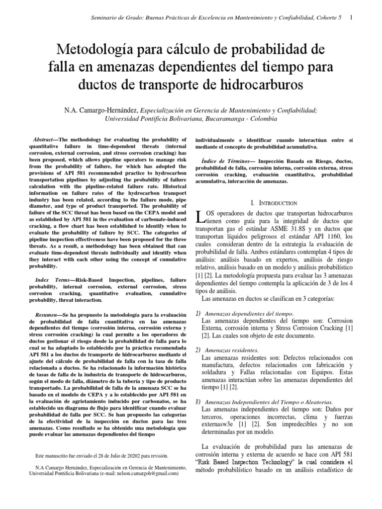Metodología Para Cálculo De Probabilidad De Falla Pdf