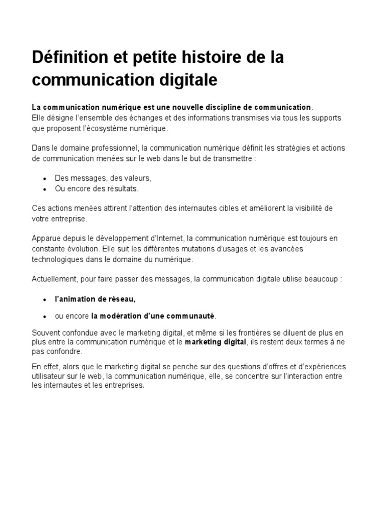Définition et histoire de la communication digitale | PDF