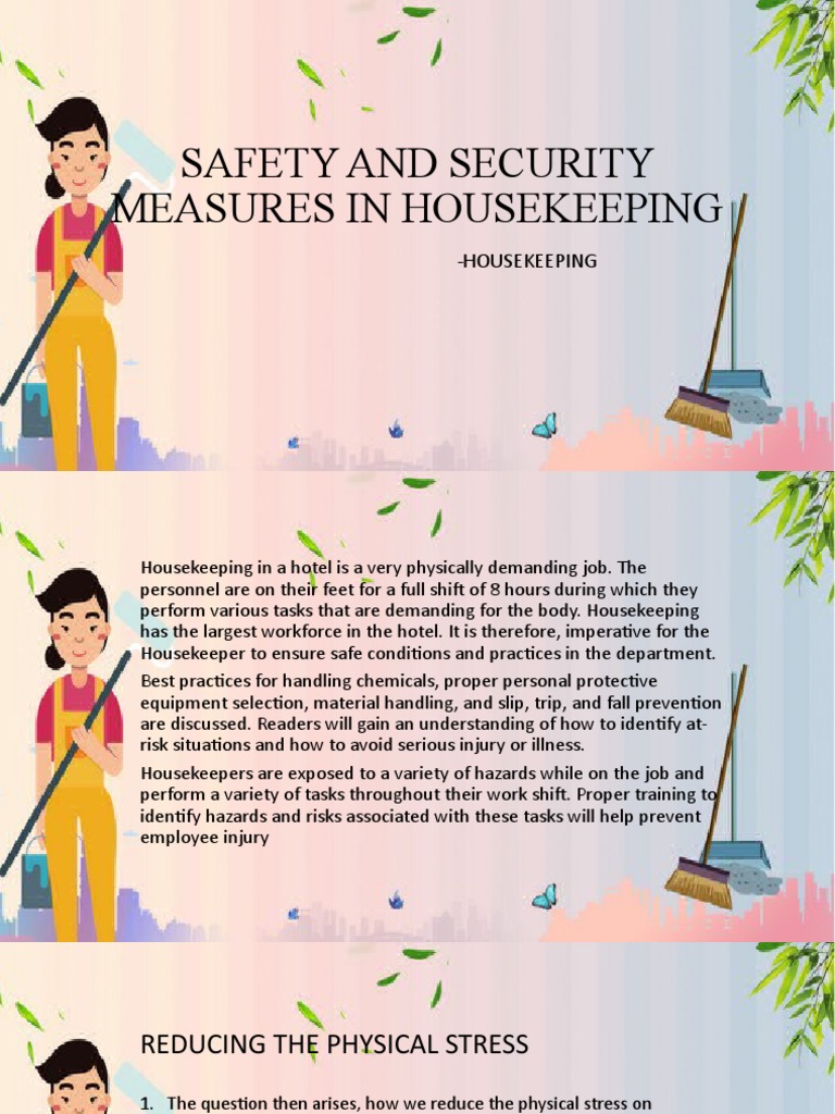 Safety and Security Measures in Housekeeping PDF Housekeeping Waste Management