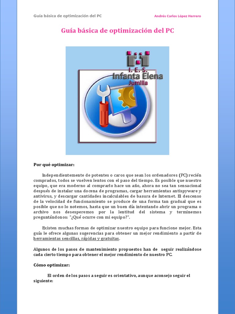 Guc3ada Bc3a1sica de Optimizacic3b3n Del PC | PDF