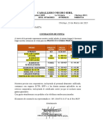 Cotización de venta de insumos para proyecto Cerro Prieto