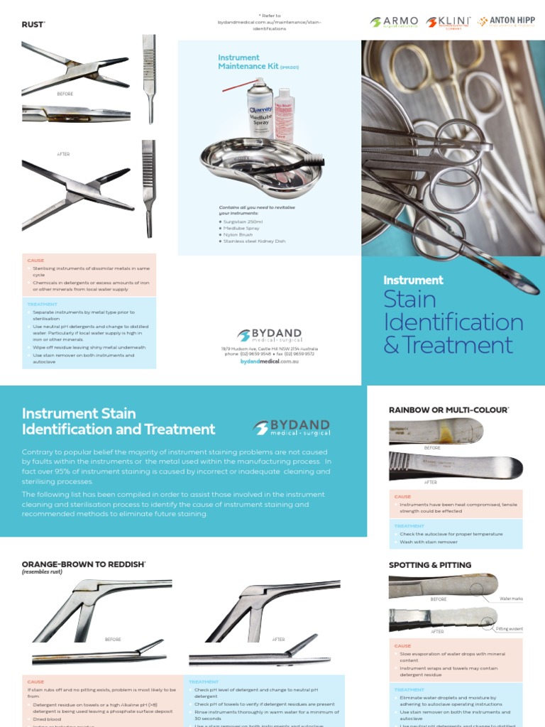 Instrument Stain Causes & Solutions | PDF | Water | Detergent