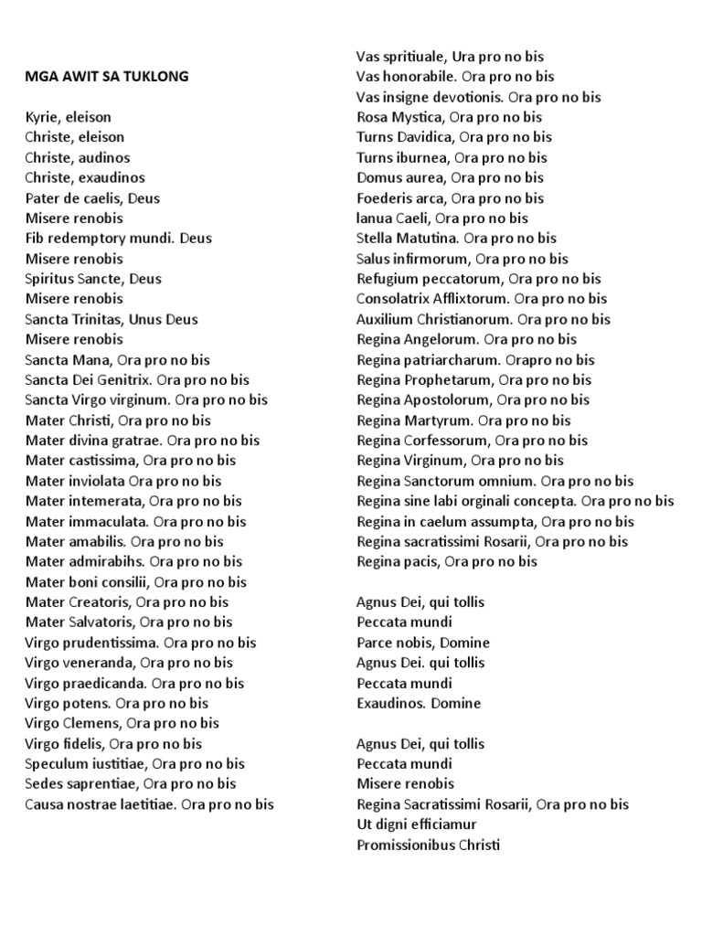 Mga Awit Sa Tuklong | PDF