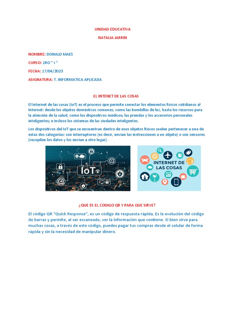 Internet de las Cosas y Código QR | PDF