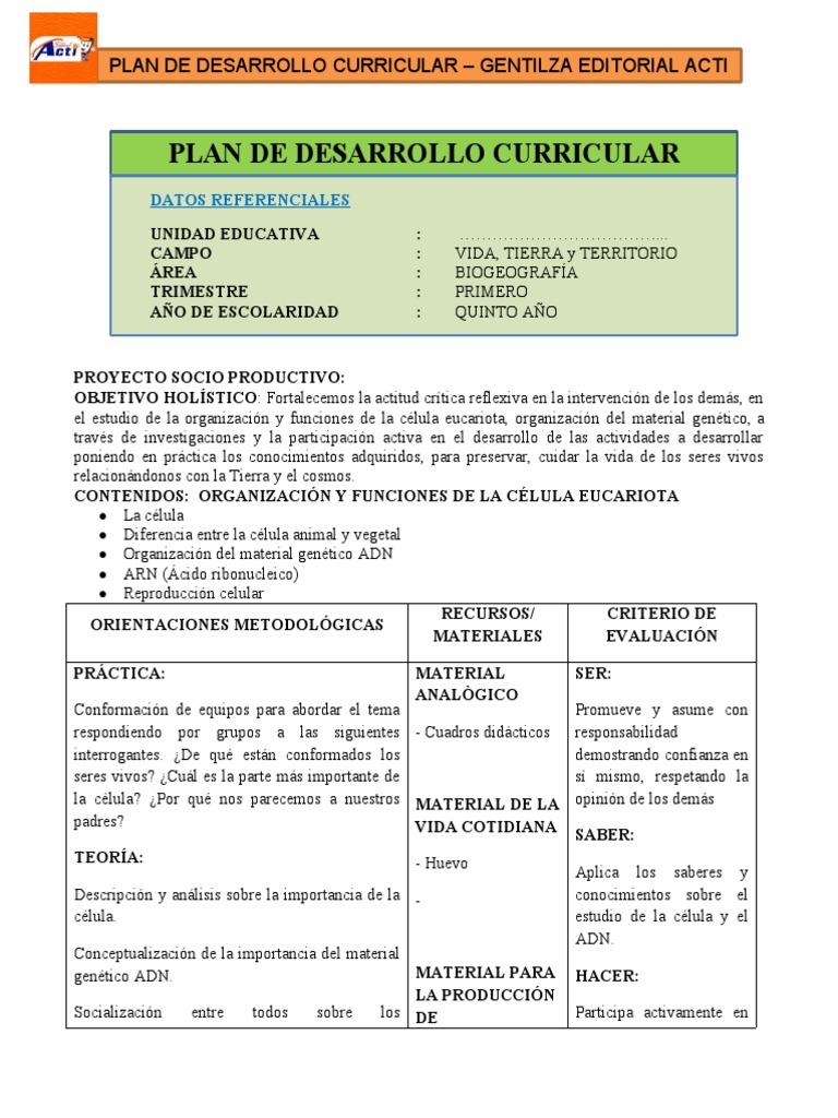 Biogeografía 5to - Plan de Desarrollo Curricular 2021 | PDF