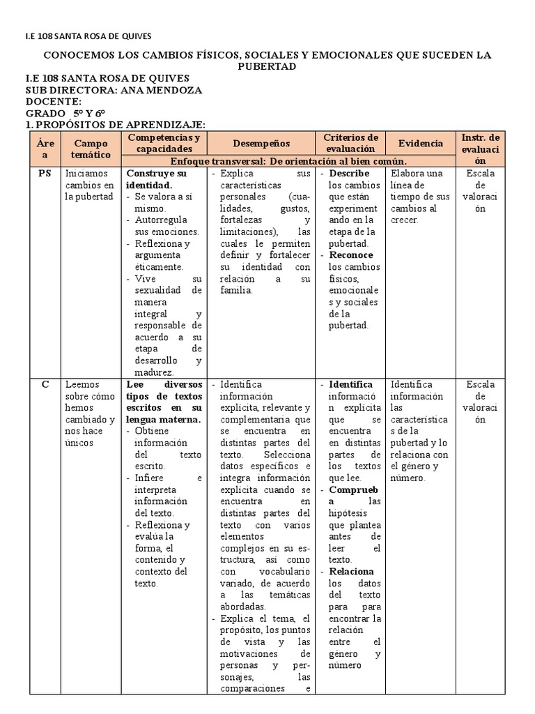 Cambios Físicos y Emocionales en la Pubertad | PDF