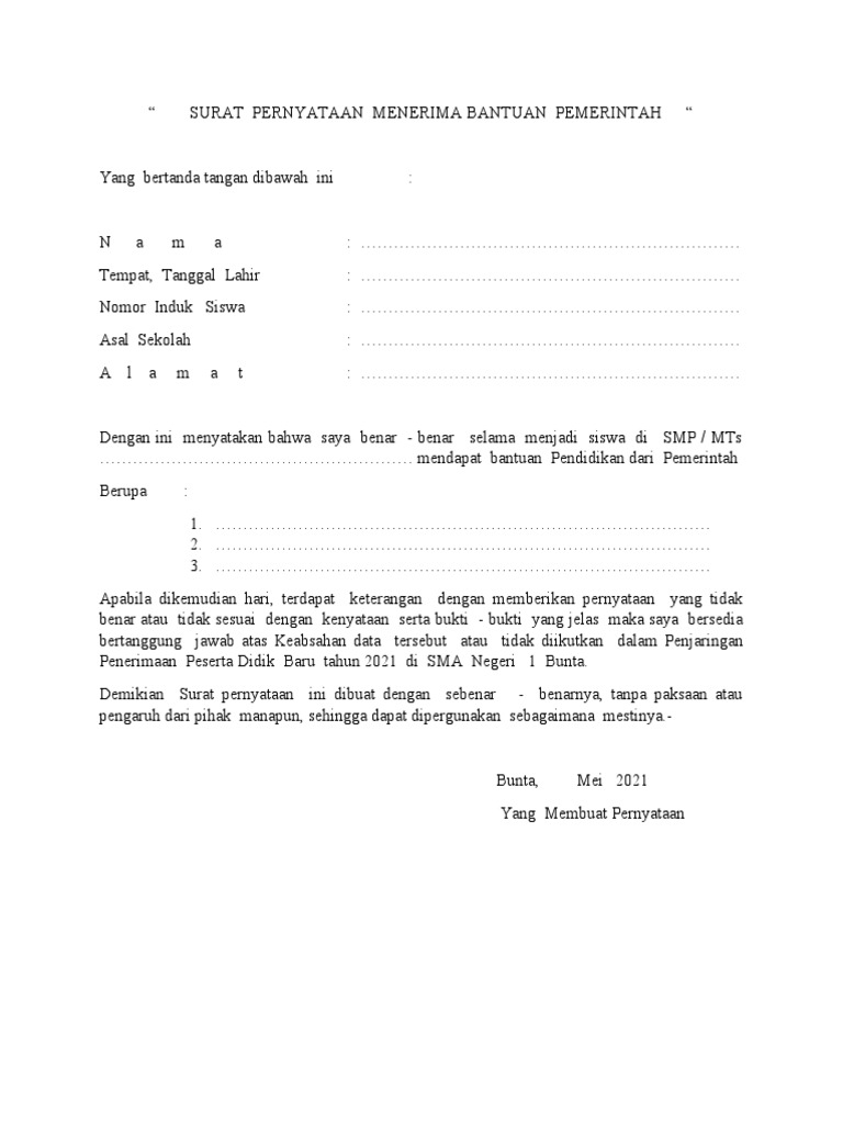 SURAT PERNYATAAN ONLINE | PDF