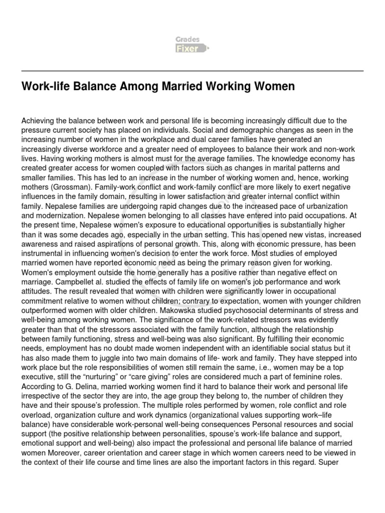 Work-Life Balance Among Married Working Women | PDF