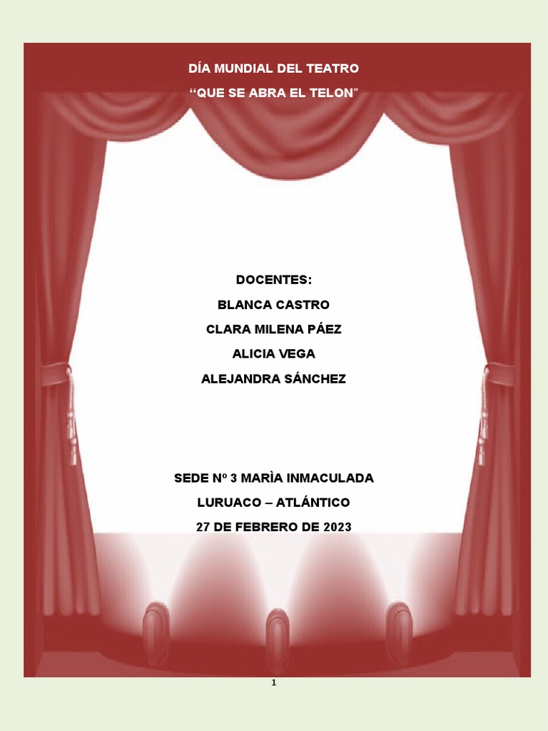 Día Mundial Del Teatro Pdf