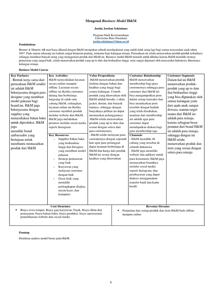 Mengenal Business Model H&M | PDF