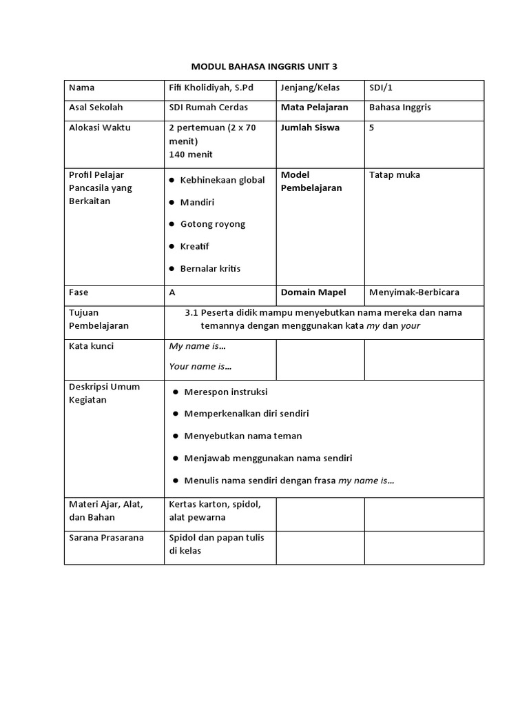 Modul PPG Bahasa Inggris Unit 3 | PDF