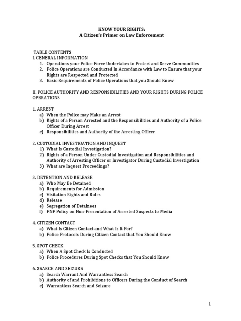 Know Your Rights During Police Operations | PDF | Arrest | Search And ...