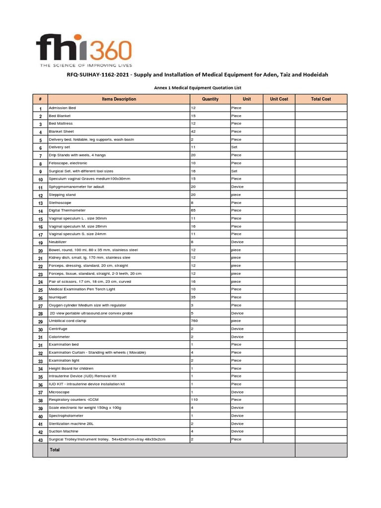 Annex 1 Medical Equipment Quotation List2 PDF