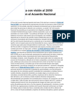 Perú Cuenta Con Visión Al 2050 Aprobada en El Acuerdo Nacional