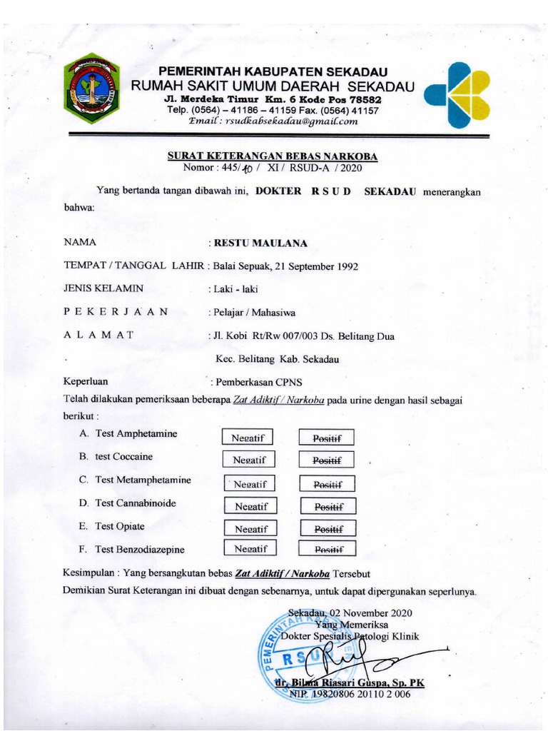 15 Surat Narkoba dan Hasil Lab PDF