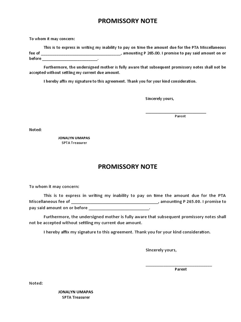 Promissory Note PDF