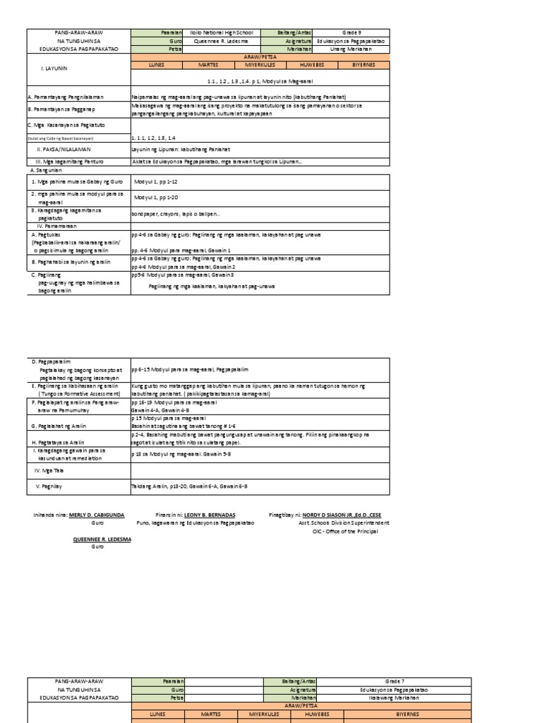 DLL Module 7 Grade 7 2017-2018 | PDF