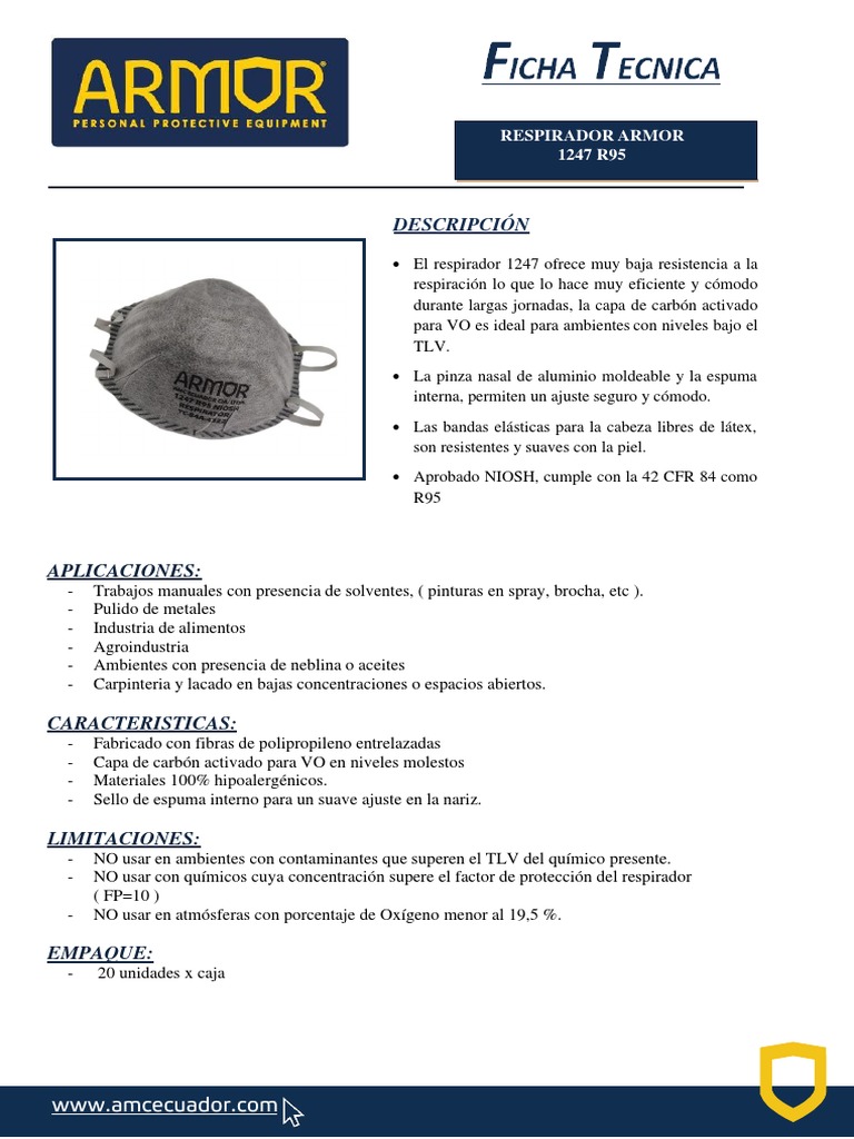 NewFormat Respirador Armor 1247 R95 | PDF