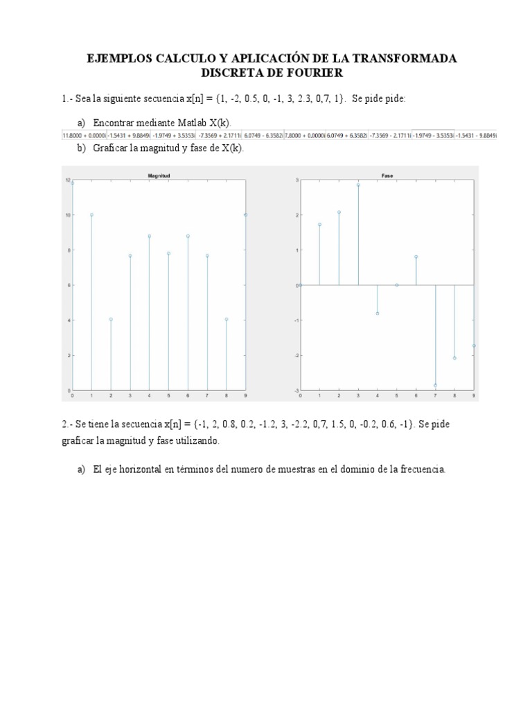 Ejemplos de Transformada Discreta de Fourier | PDF | Ciencia y ...